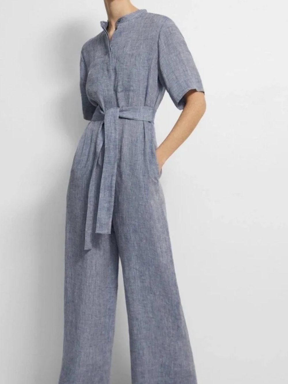 Theory 💯 hemp lightweight double pocket/belted jumpsuit.